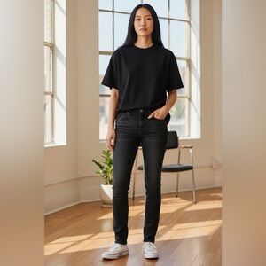 Madewell High Rise Skinny Jeans Womens 26 Faded Black Stretch Denim